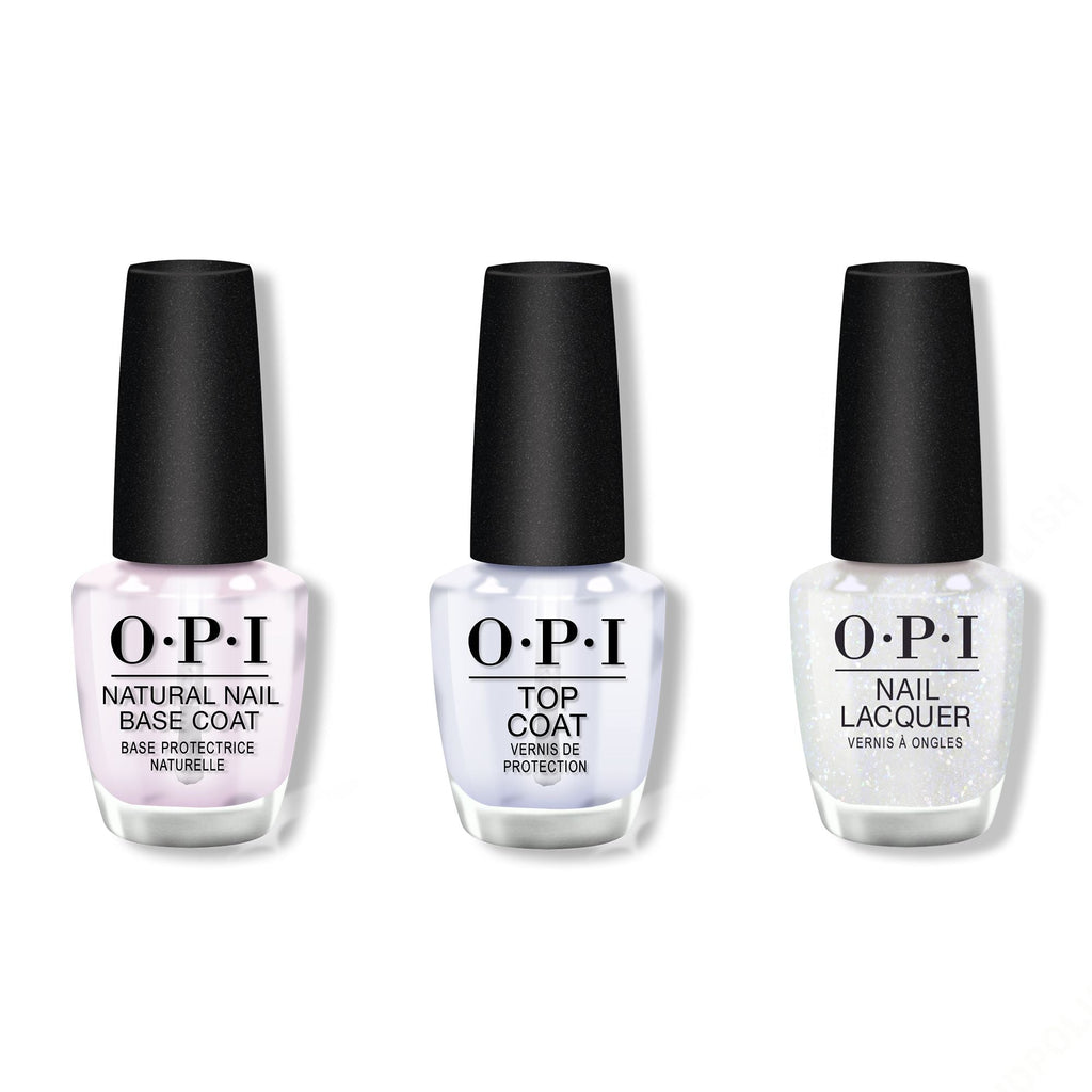 OPI - Nail Lacquer Combo - Base, Top & Snatch'd Silver - Salon Quality