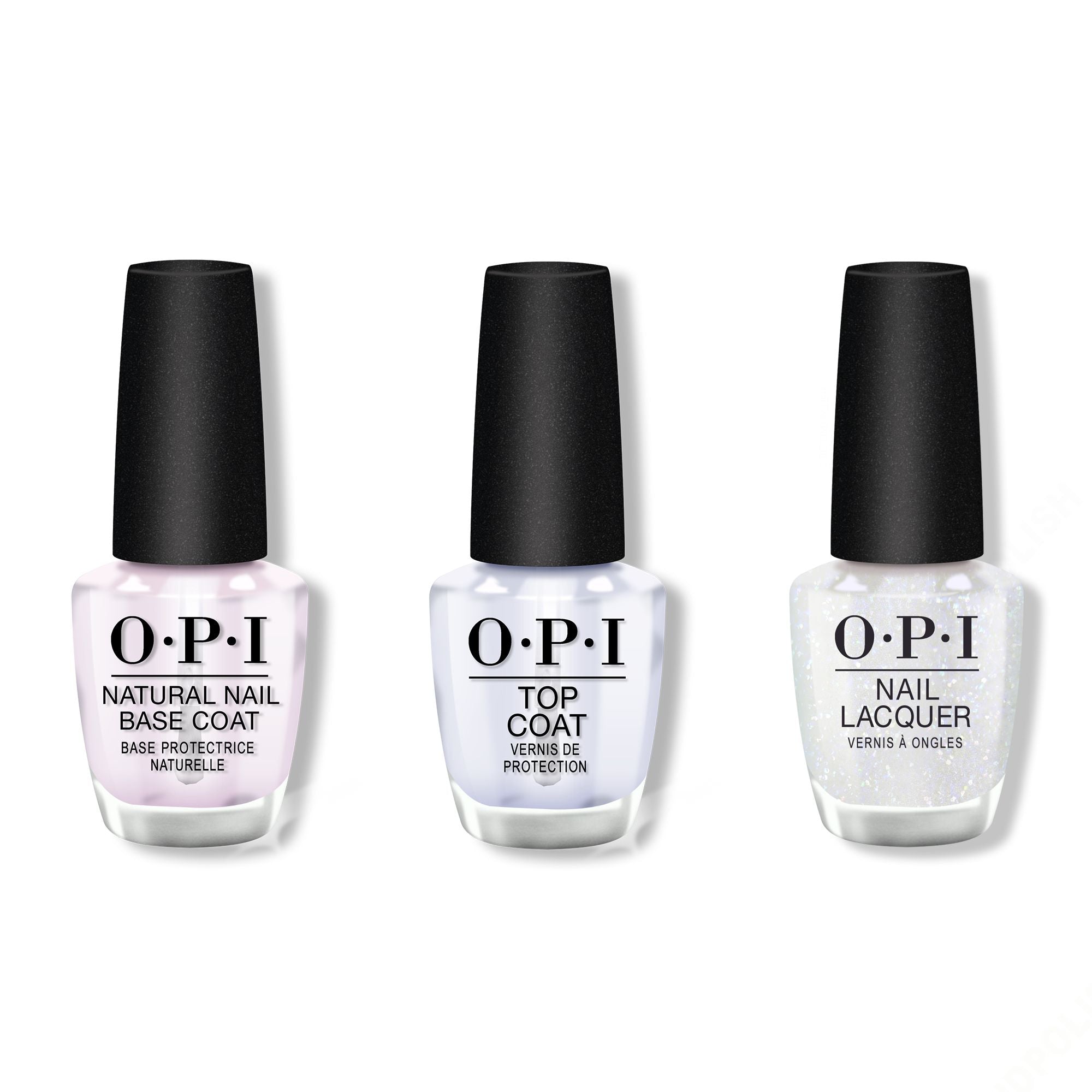 OPI - Nail Lacquer Combo - Base, Top & Snatch'd Silver - Salon Quality