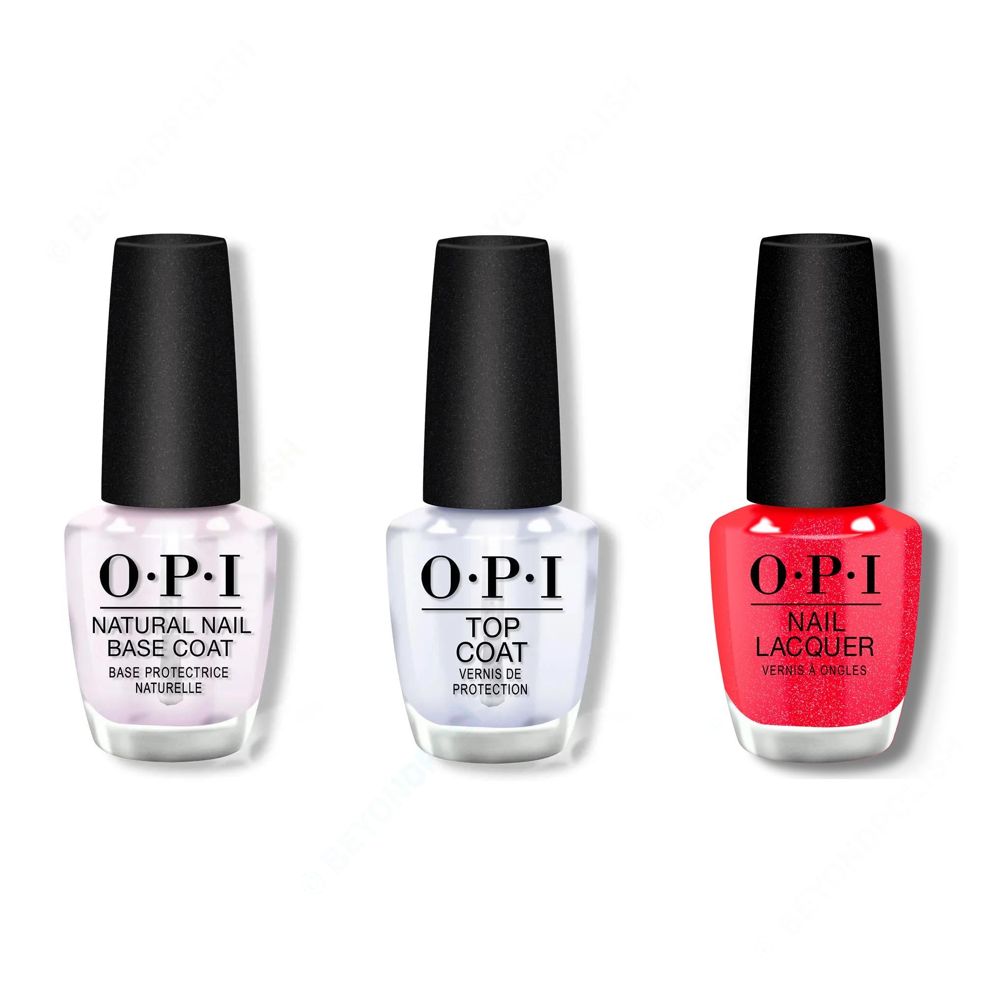 OPI - Nail Lacquer Combo - Base, Top & Spread the Cherry - Salon Quality