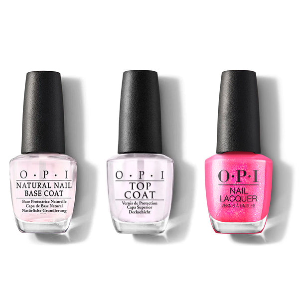 OPI - Nail Lacquer Combo - Base, Top & Spring Break The Internet - Salon Quality