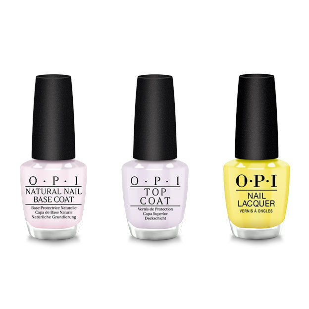 OPI - Nail Lacquer Combo - Base, Top & Stay Out All Bright - Salon Quality