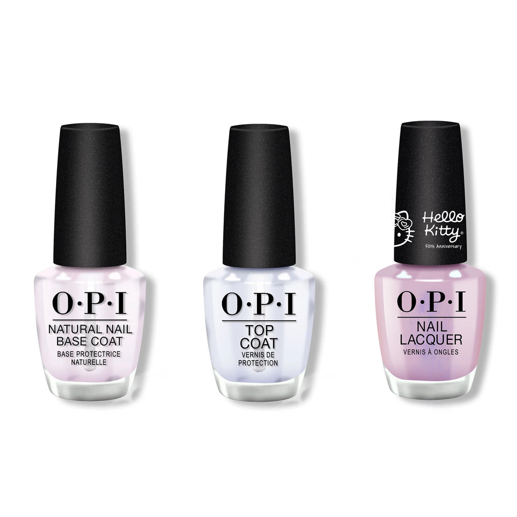 OPI - Nail Lacquer Combo - Base, Top & Supercute Color - Salon Quality