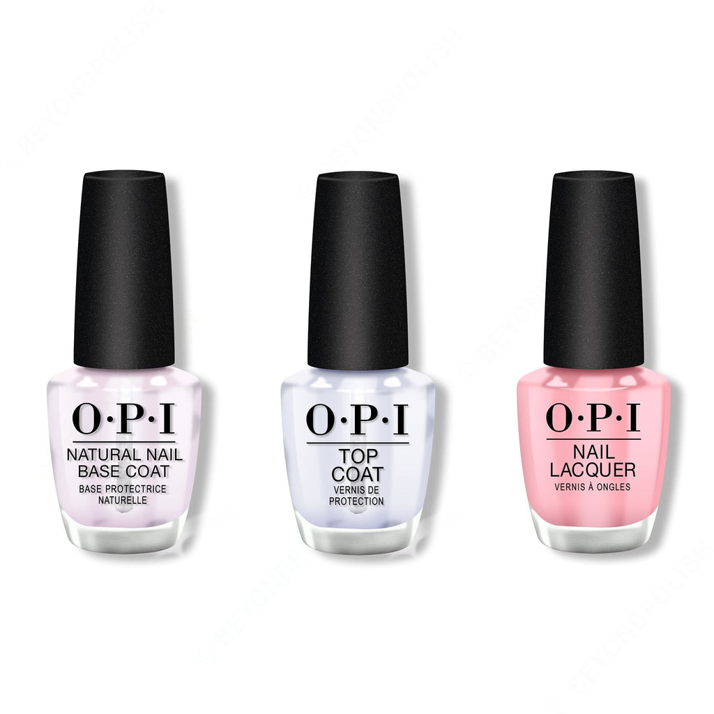 OPI - Nail Lacquer Combo - Base, Top & Suzi Nails New Orleans 0.5 oz - Salon Quality