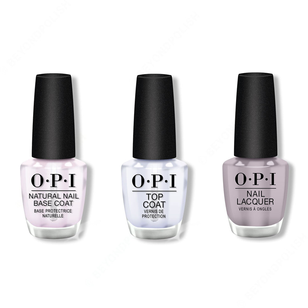 OPI - Nail Lacquer Combo - Base, Top & Taupe-less Beach 0.5 oz - Salon Quality