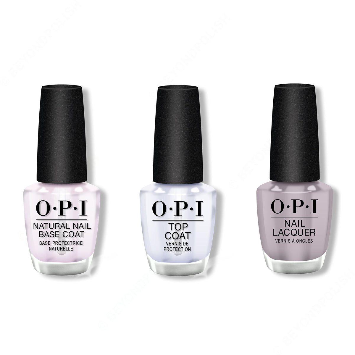 OPI - Nail Lacquer Combo - Base, Top & Taupe-less Beach 0.5 oz - Salon Quality