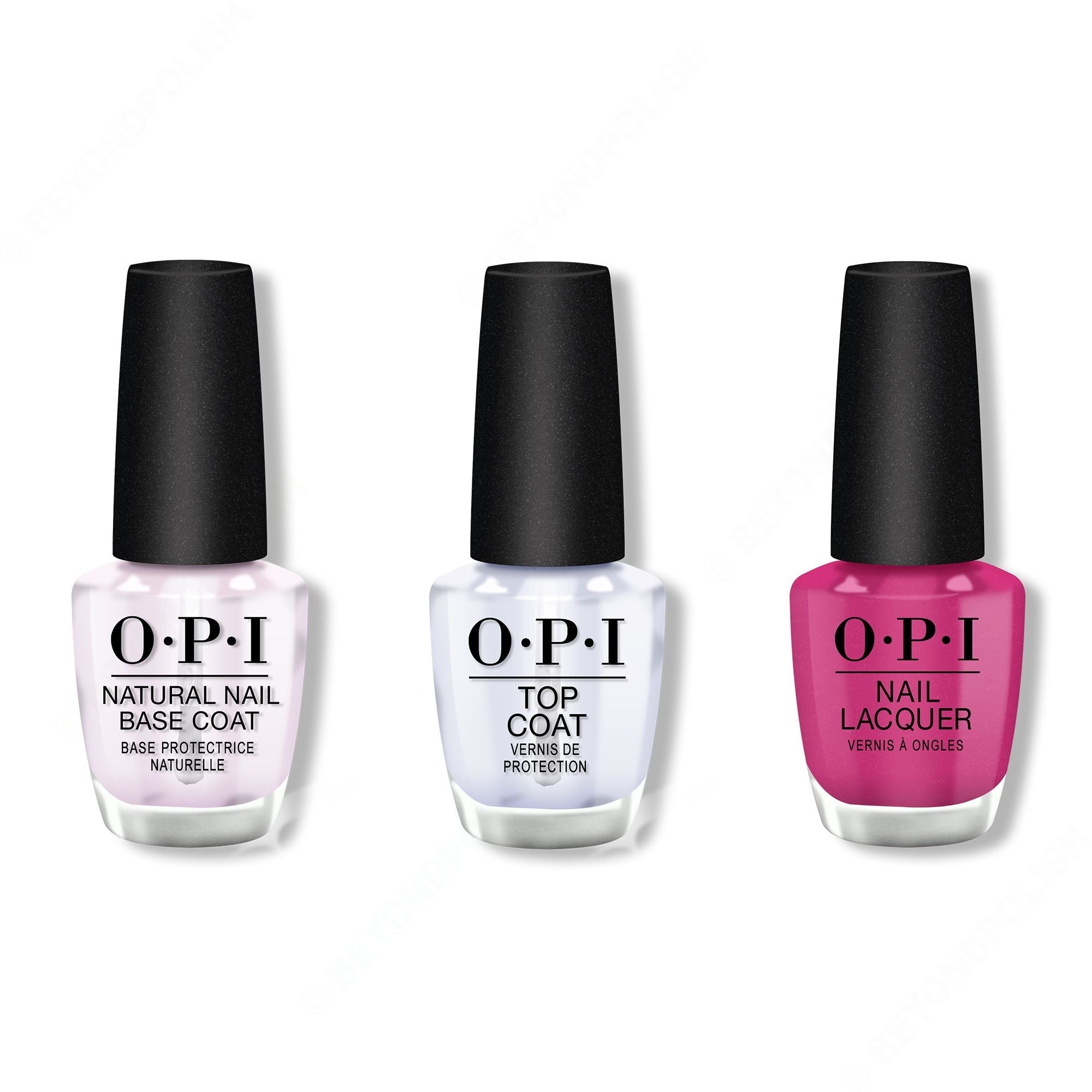 OPI - Nail Lacquer Combo - Base, Top & Telenovela Me About It 0.5 oz - Salon Quality