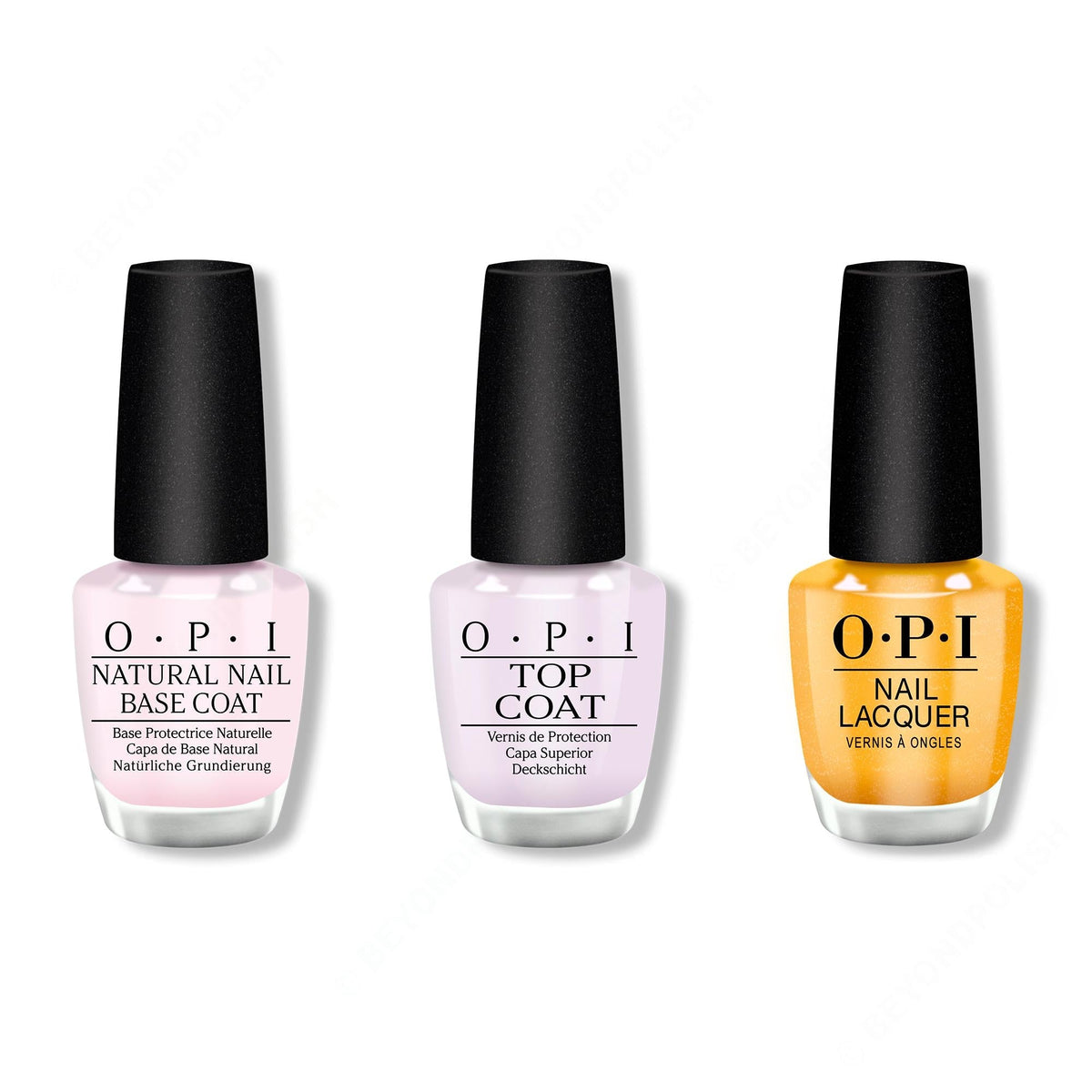 OPI - Nail Lacquer Combo - Base, Top & The Leo-nly One - Salon Quality