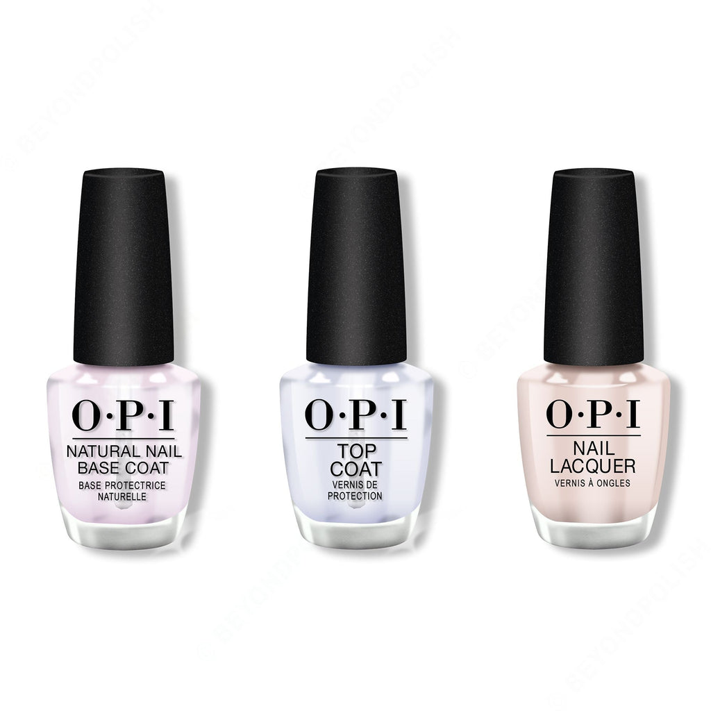 OPI - Nail Lacquer Combo - Base, Top & Tiramisu for Two 0.5 oz - Salon Quality