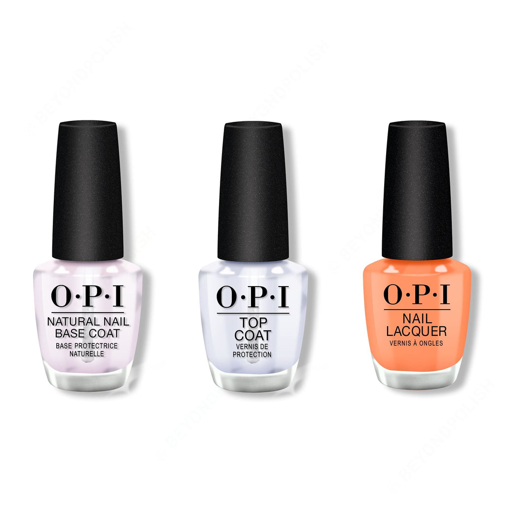 OPI - Nail Lacquer Combo - Base, Top & Trading Paint - Salon Quality