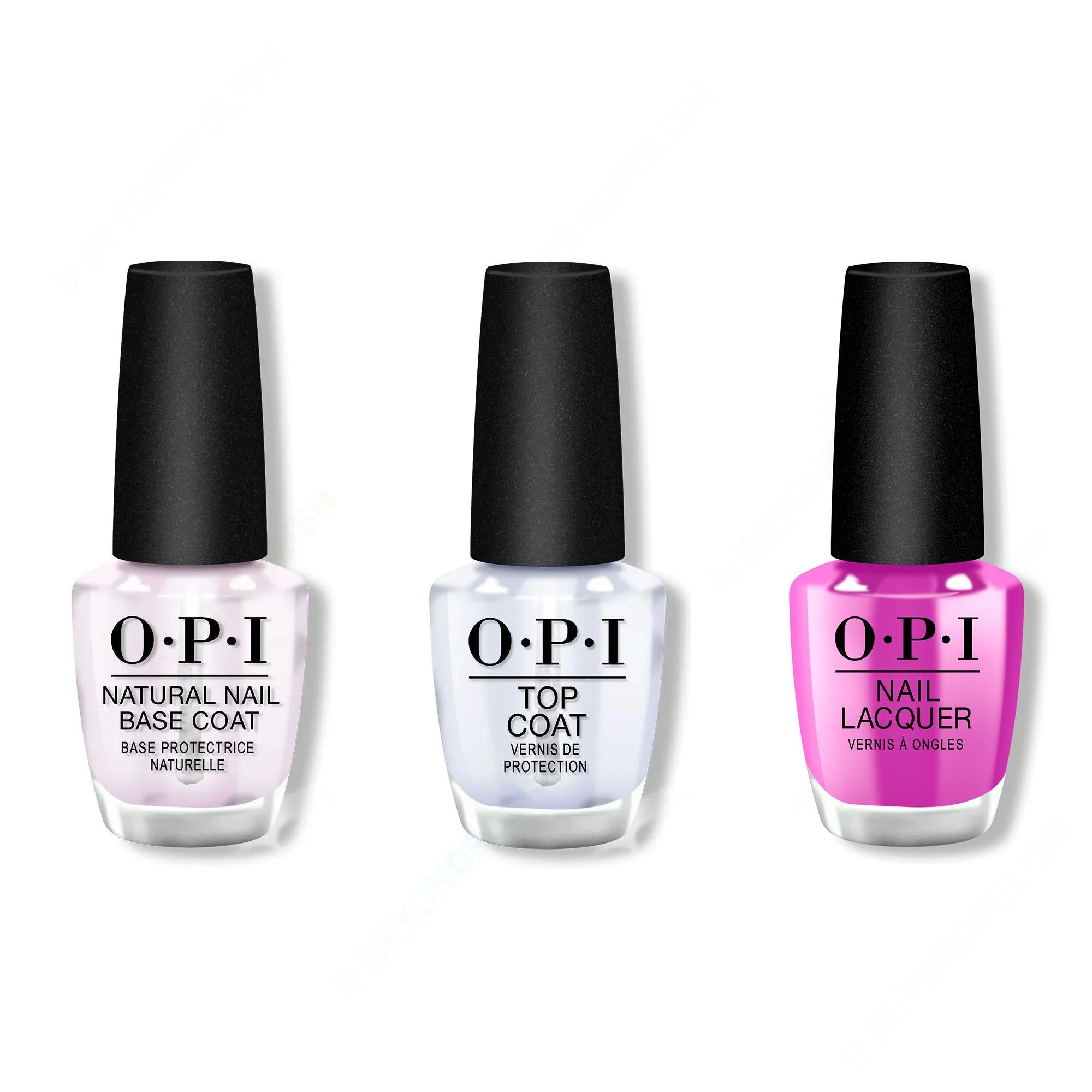 OPI - Nail Lacquer Combo - Base, Top & Ultra Violet Daze - Salon Quality
