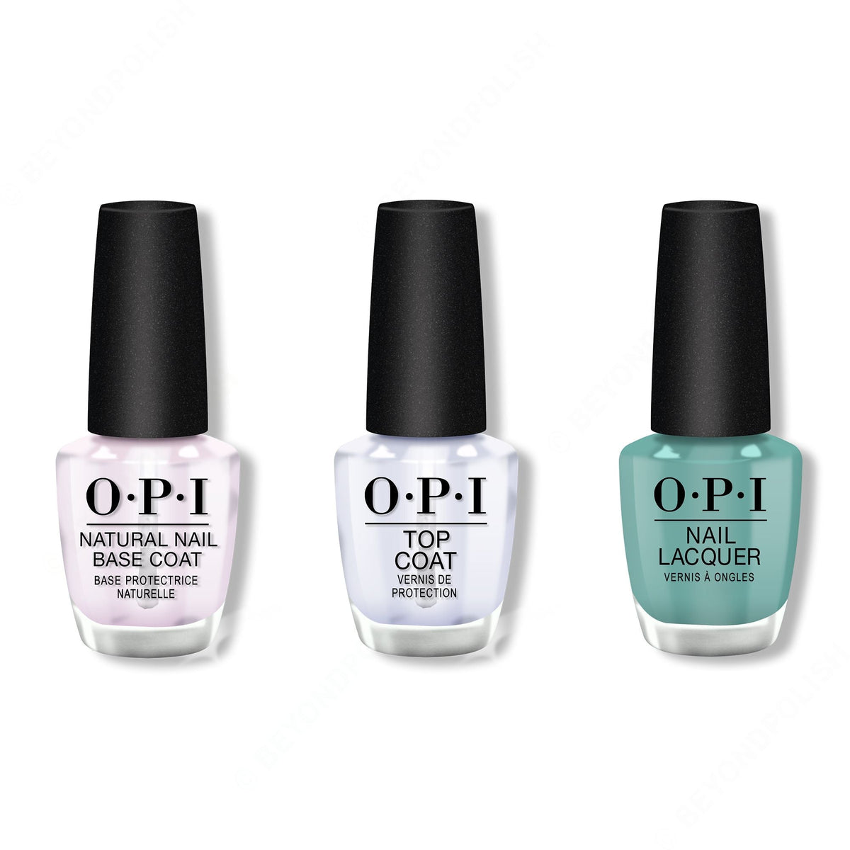 OPI - Nail Lacquer Combo - Base, Top & Verde Nice To Meet You 0.5 oz - Salon Quality