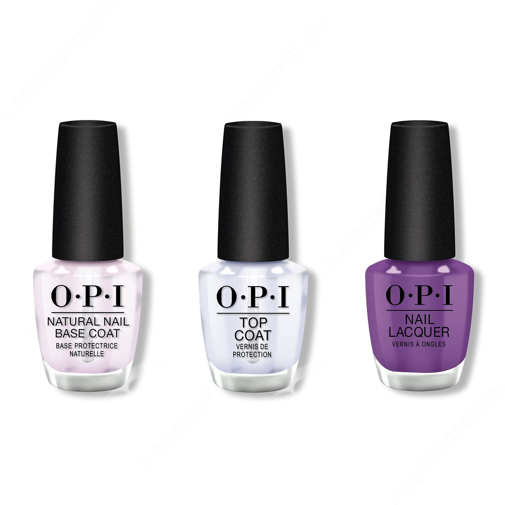 OPI - Nail Lacquer Combo - Base, Top & Violet Visionary - Salon Quality
