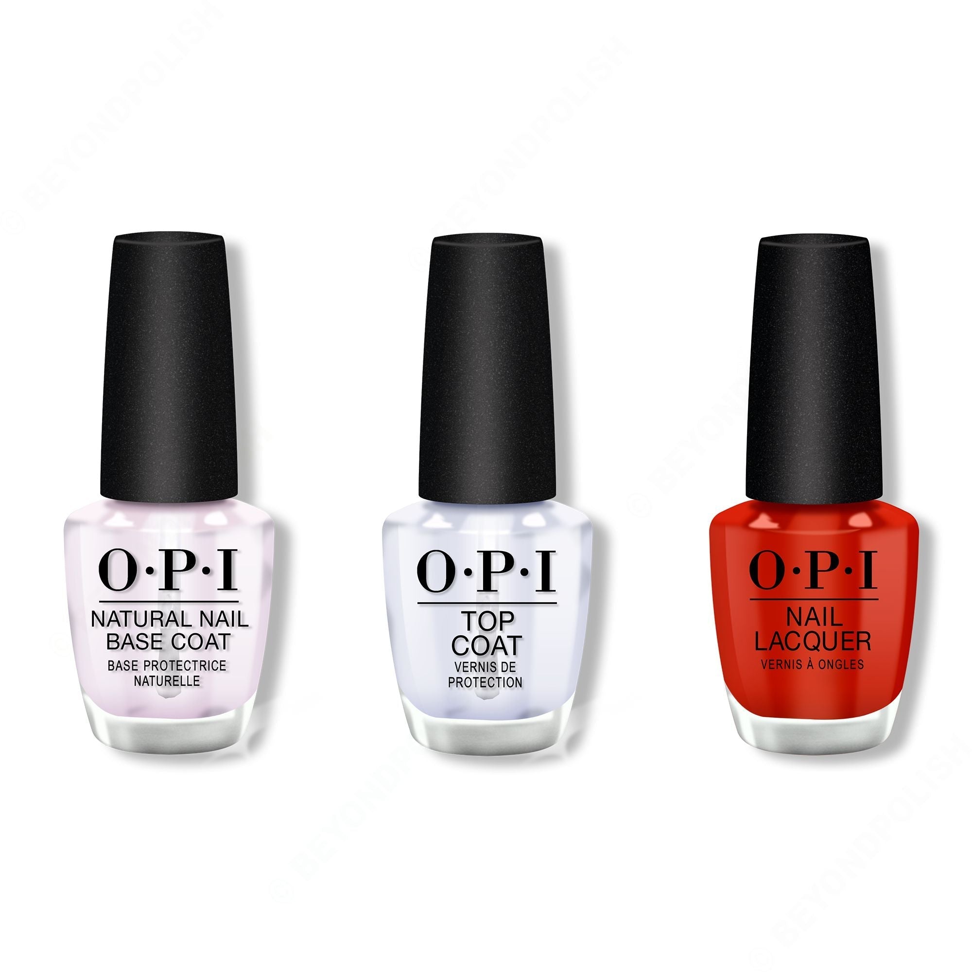 OPI - Nail Lacquer Combo - Base, Top & Viva OPI! 0.5 oz - Salon Quality