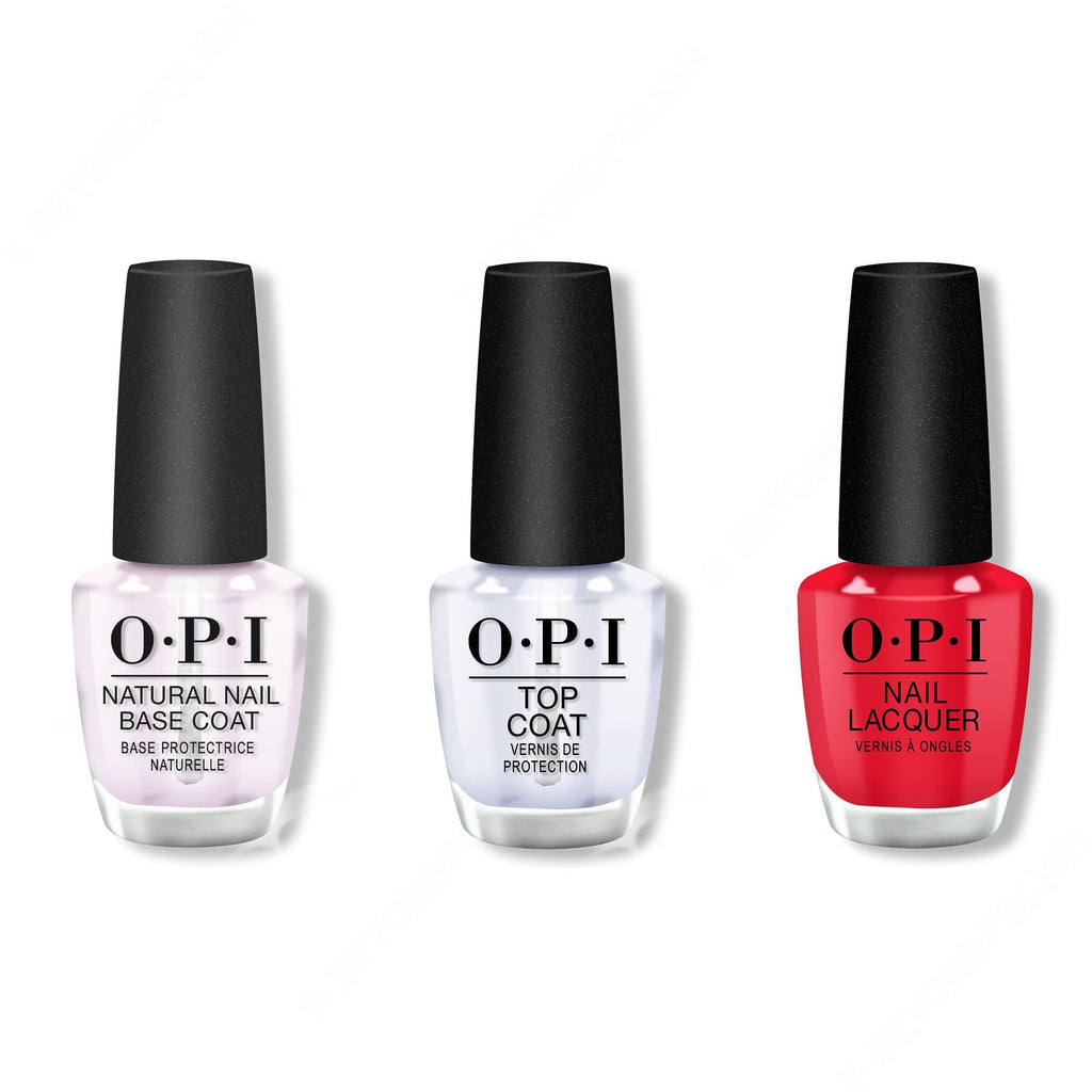 OPI - Nail Lacquer Combo - Base, Top & We Seafood and Eat It 0.5 oz - Salon Quality